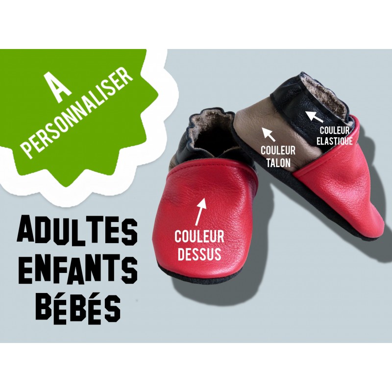 Chaussons souple cuir, simili cuir, bébé / enfant, chausson