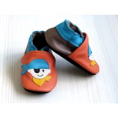 Chaussons en cuir souple - Pirate orange. Antidérapants et résistants