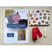 Kit de couture - Je fais mes courses - Tote bag - Emoticônes