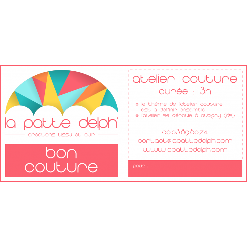 Bon cours de couture Vendée - 3H - Thème au choix Bon cours de couture Vendée - 3H - Thème au choix