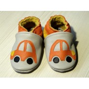 Chaussons en cuir souple - Mes voitures oranges