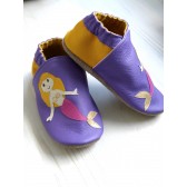Chaussons en cuir souple - Sirènes violettes. Antidérapants et résistants