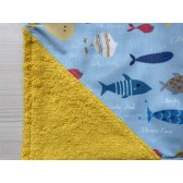 Serviette élastique éponge - Poisson. Fait main original et unique