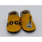 Chaussons en cuir souples - Rock'N Roll Jaune. Antidérapants et résistants