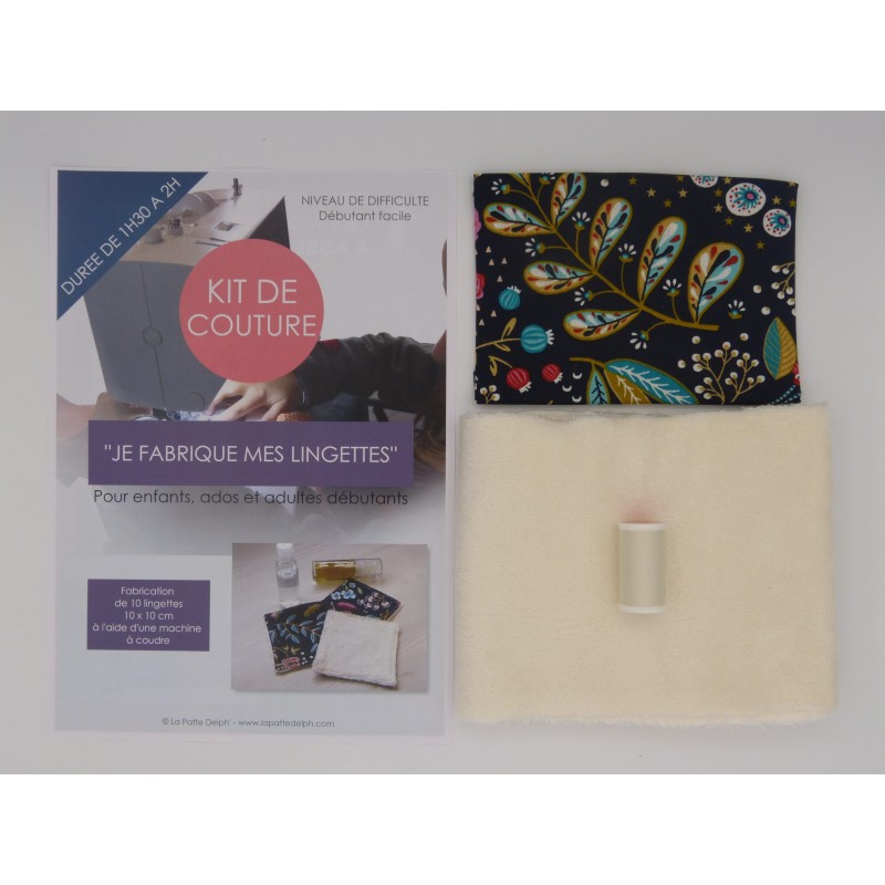 Kit de couture - Je fabrique mes lingettes - Facile avec tutoriel pour apprendre à coudre