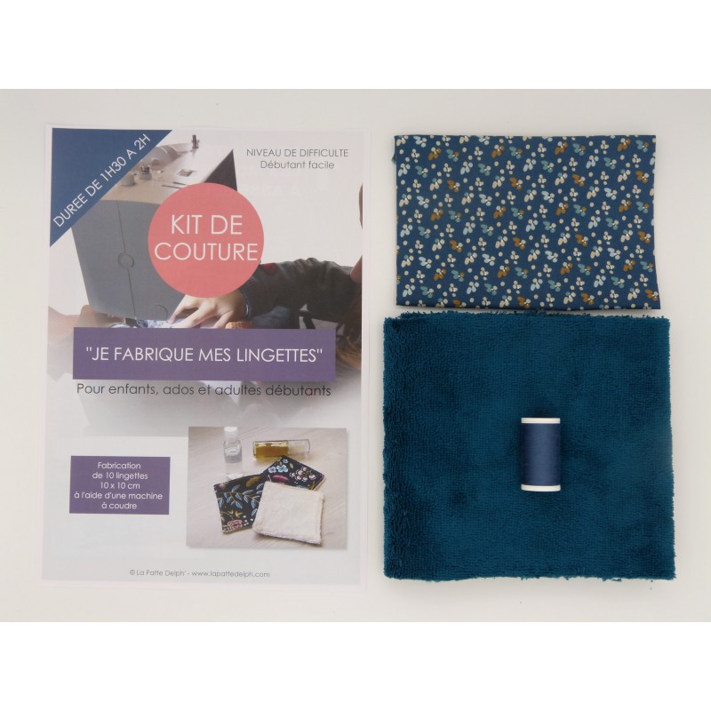 Kit de couture - Je fabrique mes lingettes - Facile avec tutoriel pour apprendre à coudre