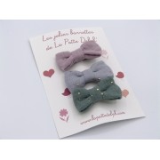 Les jolies barrettes : Rose, gris et vert