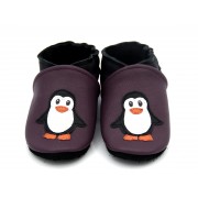 Chaussons en cuir souples bébé, enfant et adulte - Pingouins