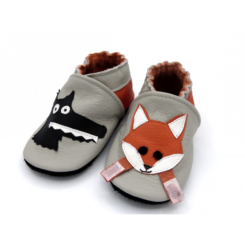 Chaussons en cuir souple pour bébé Gaspard le Renard