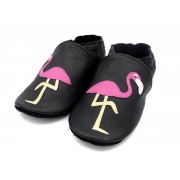 Chaussons en cuir souple - Mes flamants roses