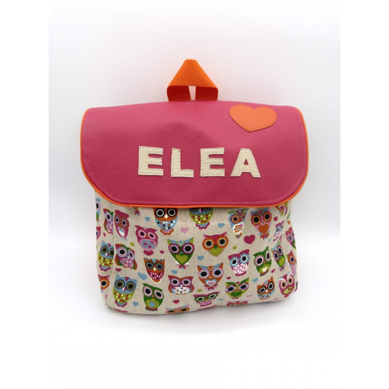 Sac à dos personnalisé - Balade en forêt Rose. Bretelles réglables et prénom en cuir. Sac à dos personnalisé - Balade en forêt Rose. Bretelles réglables et prénom en cuir.