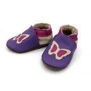 Chaussons en cuir souple - Mes Papillons violet
