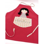 Tablier enfant original pour fille : Poupette Fuchsia