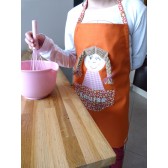 Tablier fille : Poupette orange. Idéal cuisine, jardin, loisirs.