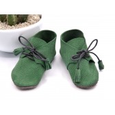 Chaussures bébé, taille 20/21. 6/12 mois anti dérapant. Cuir vert.