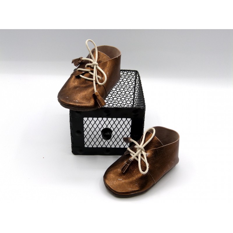 Chaussures En Cuir Bebe 18 19 Marron Glace