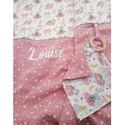 Couverture et son Doudou : Nounours sous la lune rose