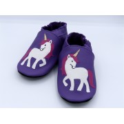 Chaussons en cuir souple - Mes licornes violettes