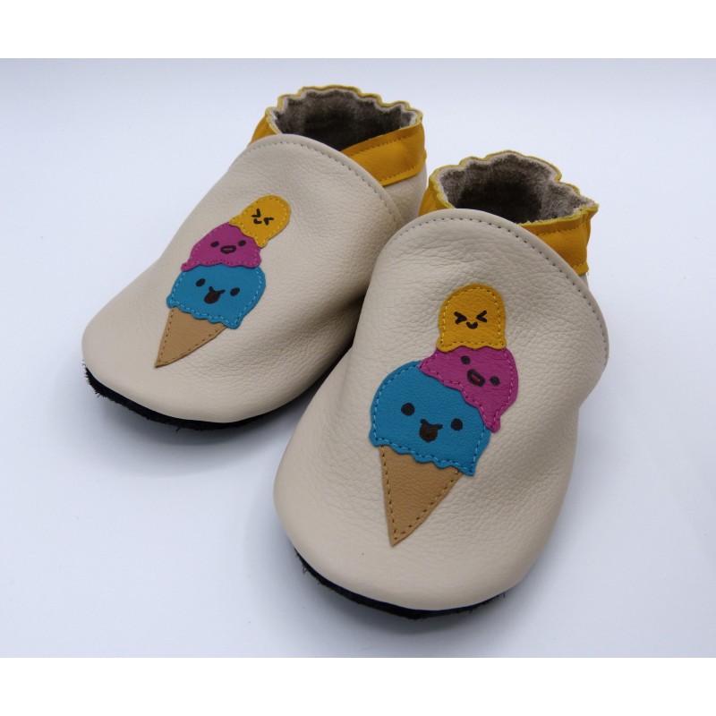 Chaussons en cuir souples bébé, enfant et adulte - Mes glaces