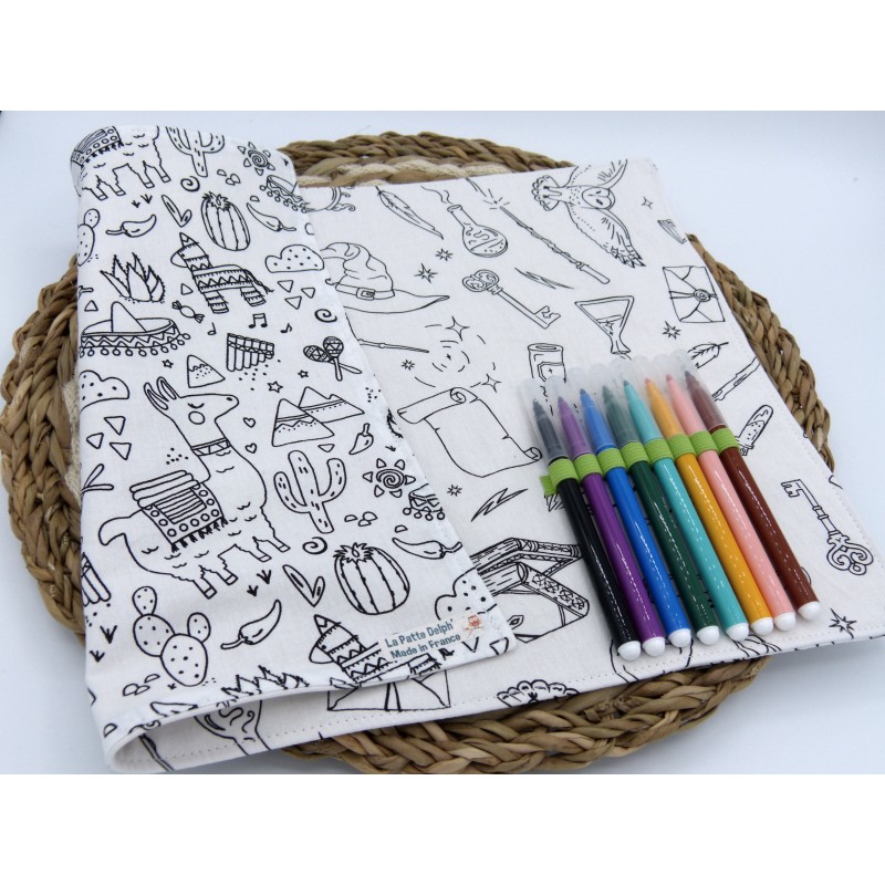 Dessin Zéro déchet : Feuille coloriage lavable et réutilisable + Feutres