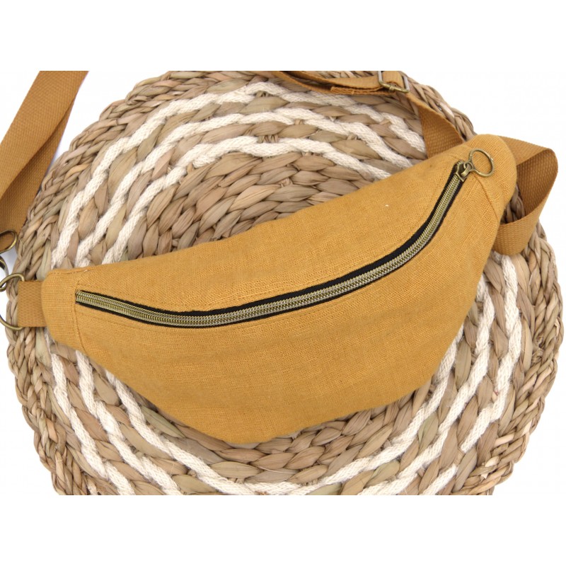 Sac banane - Gold. Lin lavé, pour l'été. Sac banane - Gold. Lin lavé, pour l'été.