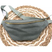 Sac banane - Smoke green. Lin lavé, pour l'été.