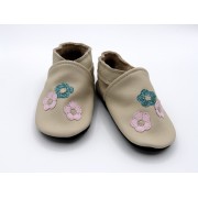 Chaussons en cuir souples bébé, enfant et adulte - Mes fleurs