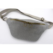 Sac banane - Velours côtelé gris perle