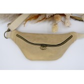 Sac banane cuir - Doré. Cuir, pour l'hiver. Mousqueton laiton