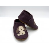 Chaussons pour bébé en cuir souple Unis Brun cachou