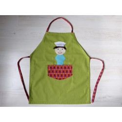 Tablier garçon : Ptit chef vert. Idéal cuisine, jardin, loisirs
