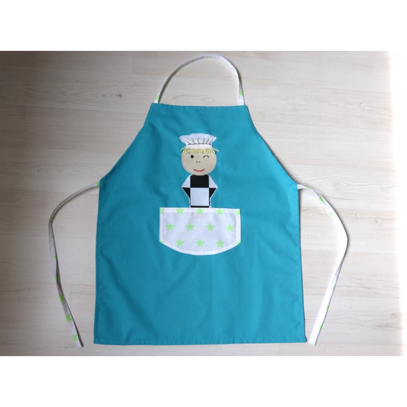 Tablier garçon : Ptit chef turquoise. Idéal cuisine, jardin, loisirs Tablier garçon : Ptit chef turquoise. Idéal cuisine, jardin, loisirs