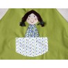 Tablier enfant : Poupette verte. Fait main et unique