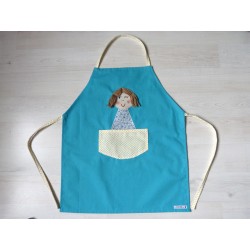 Tablier fille : Poupette turquoise. Idéal cuisine, jardin, loisirs