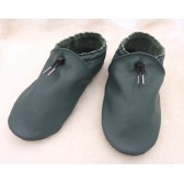 Chaussons unis en cuir, mocassins, chaussons adulte, seconde peau, vert anglais