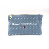 Trousse, pochette en Chambray de coton : personnalisée, fête des mères
