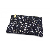 Trousse, pochette en Chambray de coton : personnalisée, bleu, léopard