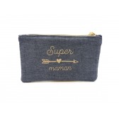 Trousse, pochette en Chambray de coton : personnalisée, fête des mères