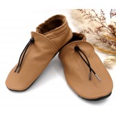 Chaussons unis en cuir, mocassins, chaussons adulte, réglable, camel