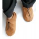 Chaussons unis en cuir, mocassins, chaussons adulte, cuir véritable, camel