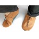 Chaussons unis en cuir, mocassins, pieds nus, camel