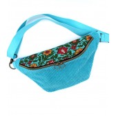 Sac banane - turquoise. Velours côtelé, matelassé indien pour l'été.