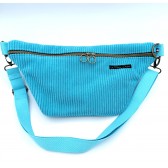 Sac banane - turquoise. Velours côtelé et matelassé indien, poche au dos