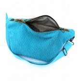 Sac banane - Turquoise. Velours côtelé et matelassé indien, pour l'été. Fabriqué en France