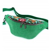 Sac banane - prairie vert. Velours côtelé, matelassé indien pour l'été.