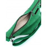Sac banane - vert prairie. Velours côtelé et matelassé indien, poche au dos