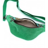 Sac banane - Vert prairie. Velours côtelé et matelassé indien, pour l'été. Fabriqué en France