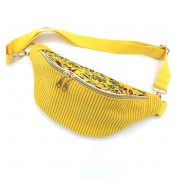 Sac banane 2 tailles - Velours côtelé colza et matelassé indien