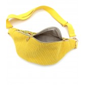 Sac banane - Jaune colza. Velours côtelé et matelassé indien, pour l'été. Fabriqué en France