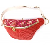 Sac banane - orange spicy. Velours côtelé, matelassé indien pour l'été.
